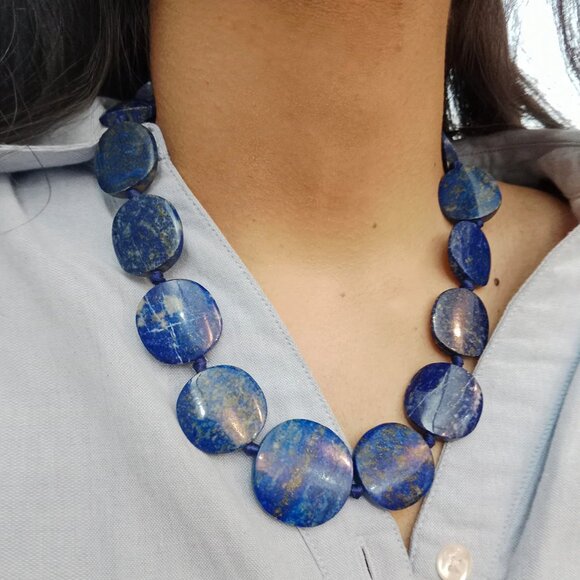 Handmade Lapis Lazuli Necklace and Earrings - Picture 3 of 3